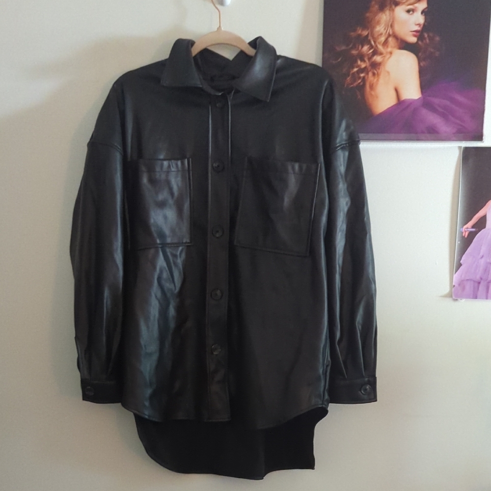 Faux Leather Oversized Shacket Women's Size Medium Worn Once